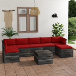 Vidaxl 8-delige Loungeset Met Kussens Pallet Massief Grenenhout - Rood