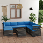 Vidaxl 8-delige Loungeset Met Kussens Pallet Massief Grenenhout - Blauw