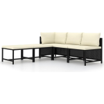 Vidaxl 5-delige Loungeset Met Kussens Poly Rattan - Zwart