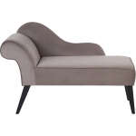 Beliani Biarritz Chaise Longue Fluweel 56 X 116 Cm - Grijs