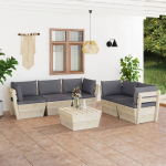 Vidaxl 6-delige Loungeset Met Kussens Pallet Vurenhout - Gris