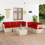 Vidaxl 6-delige Loungeset Met Kussens Pallet Vurenhout - Rood