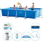 Intex Frame Pool Rechthoekig 450x220x84 Cm - Zwembad Met Accessoires - Blauw