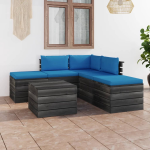 Vidaxl 6-delige Loungeset Met Kussens Pallet Massief Grenenhout - Blauw