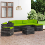 Vidaxl 7-delige Loungeset Met Kussens Pallet Massief Grenenhout - Groen