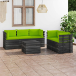 Vidaxl 6-delige Loungeset Met Kussens Pallet Massief Grenenhout - Groen