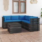 Vidaxl 6-delige Loungeset Met Kussens Pallet Massief Grenenhout - Blauw