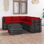 Vidaxl 6-delige Loungeset Met Kussens Pallet Massief Grenenhout - Rood