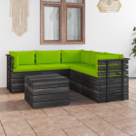 Vidaxl 6-delige Loungeset Met Kussens Pallet Massief Grenenhout - Verde