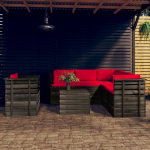 Vidaxl 7-delige Loungeset Met Kussens Pallet Massief Grenenhout - Rood