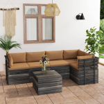 Vidaxl 6-delige Loungeset Met Kussens Pallet Massief Grenenhout - Bruin