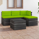 Vidaxl 5-delige Loungeset Met Kussens Pallet Massief Grenenhout - Groen