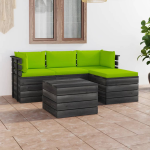 Vidaxl 5-delige Loungeset Met Kussens Pallet Massief Grenenhout - Groen