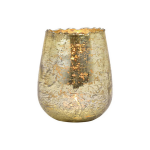 Bellatio Design Glazen Design Windlicht/kaarsenhouder In De Kleur Champagne Met Formaat 12 X 15 X 12 Cm. Voor Waxinelichtjes - Goud