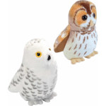 Wild Republic Set Van 2x Stuks Pluche Uilen Vogels Knuffels Van 14 Cm Met Geluid - Bosuil En Sneeuwuil - Speelgoed Dieren