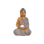Boeddha Beeld Theelichthouder/windlicht/goud 41 Cm - Waxinelicht Houders Boeddha Beelden- Polyresin Buddhabeelden - Bruin