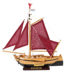 Decoratie Miniatuur Model Hollandse Vissersboot Met Rode Zeilen 34 Cm - Miniatuur Boot/boten - De Botter