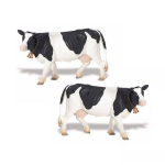 Safari 2x Stuks Plastic Boerderij Dieren Speelgoed Figuur Holstein-friesian Koeien 12 Cm -/witte Koeien - Zwart