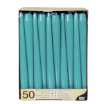 Conpax Candles 50x Stuks Voordeelverpakking Dinerkaarsen - 25 Cm - 7 Branduren - Turquoise