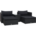 Vidaxl 5-delige Loungeset Met Kussens Poly Rattan - Zwart