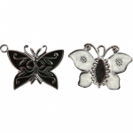 Creotime vlinderbedels 20 x 26 mm 4 stuks zwart/wit