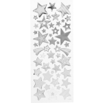 Creotime stickers kerststerren zilver 10 x 24 cm 52 delig