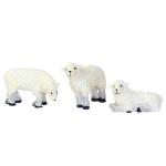 Dickensville schapen miniatuur 3 x 6 cm 3 stuks - Wit