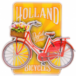 Matix magneet fiets Holland 8,5 x 8,5 cm MDF rood/geel