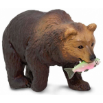 Safari speeldier grizzlybeer met vis junior 8 x 5,5 cm - Bruin