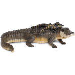 Safari speeldieren alligator met jongen 29,2 cm groen/bruin