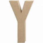 Creotime papier mâché letter Y 20,5 cm - Bruin