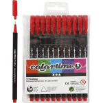 Colortime fineliner lijndikte 0,6 0,7 mm 12 stuks - Rood
