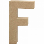 Creotime papier mâché letter F 20,5 cm - Bruin