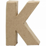 Creative letter K papier mâché 10 cm - Bruin