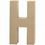 Creotime papier mâché letter H 20,5 cm - Bruin
