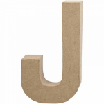 Creotime papier mâché letter J 20,5 cm - Bruin