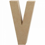 Creotime papier mâché letter V 20,5 cm - Bruin
