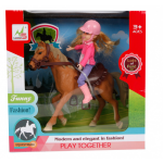 Toys Amsterdam speelset paard meisjes 21 cm roze/bruin 4 delig