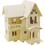 Creotime 3D houten set huis met balkon 15,8 x 17,5 x 19,5 cm