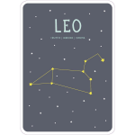 Milestone poster sterrenbeeld Leeuw (ENG) A4 formaat papier/beige - Grijs