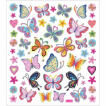 Creotime stickervel bloemen en vlinder 16,5 x 15 cm 21 stuks