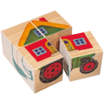 Selecta Spielzeug blokkenpuzzel Boerderij junior 10 cm hout 4 delig
