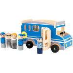 Small Foot politiebus XL hout jongens 30 cm 6 delig - Blauw
