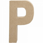 Creotime papier mâché letter P 20,5 cm - Bruin