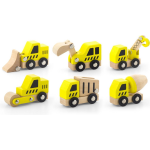 Viga Toys houten bouwvoertuigen 6 delig - Geel