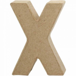 Creative letter X papier mâché 10 cm - Bruin
