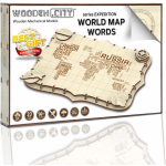 Wooden City 3D puzzel Wereldkaart 34 x 23 x 2 cm hout - Bruin