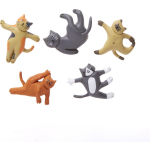 Kikkerland magneten katten 4,3 x 3,3 cm PVC 5 stuks