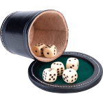 Longfield Games pokerbeker met deksel leer 9 cm - Zwart