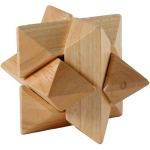 Longfield Games breinbreker IQ puzzel Ster 8 cm hout bruin